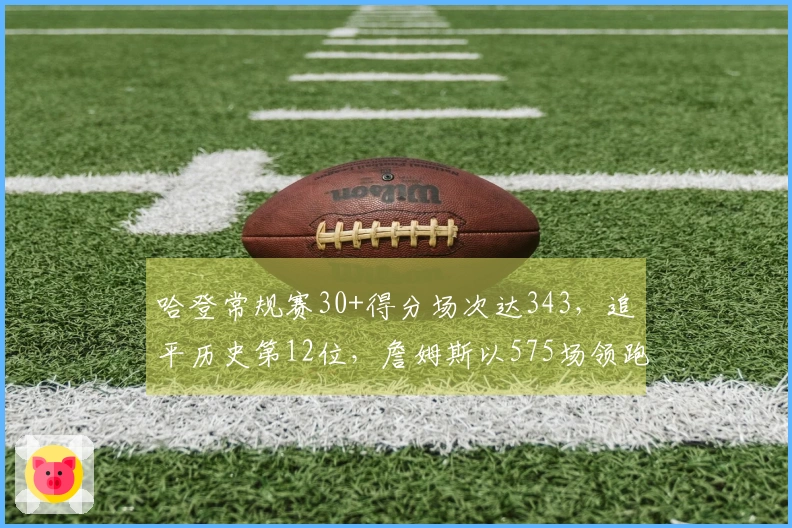 哈登常规赛30+得分场次达343，追平历史第12位，詹姆斯以575场领跑，乔丹以562场紧随其后！